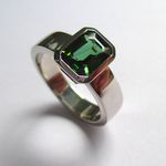 Green Sapphire And Platinum Ring