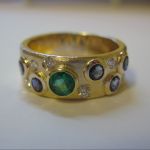 Sapphire Diamond and Emerald Ring