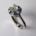 One Carat Diamond And Sapphire Cluster Ring