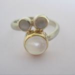 Silver And 18ct Yellow Gold Moonstone Ring