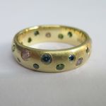 Pink Green And Blue Diamond Scatter Ring