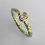 18ct Gold And Palladium Old Cut Diamond Twist Ring