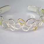 'Honeycomb' Silver And 18ct Yellow Gold Bangle