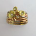18ct Rose White And Yellow Gold Diamond Stack Ring
