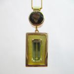 Red And Yellow 18ct Gold Pendant With Smoky Quartz And Citrine