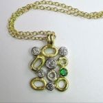 Diamond And Chrome Tourmaline 18ct Two Coloured Gold Necklace