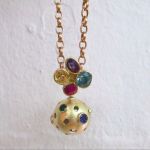 Gold And Platinum Spinning Globe Pendant With Precious Stones