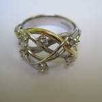 6 Diamond Squiggle Ring in 18ct Yellow and White Gold