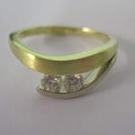 18ct Yellow and White Gold 2 Diamond Tension Set Ring