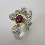 18ct White and Yellow Gold Ruby and Diamond Cocktail Ring