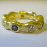Sapphire And Diamond Chunky Organic Full Eternity Ring