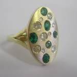 Emerald And Diamond Shield Ring