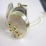 Silver 18ct Yellow Gold And Emerald Locket