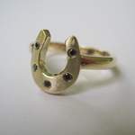 9ct Yellow Gold And Black Diamond Horse Shoe Ring