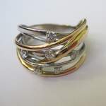 18ct Yellow And White Gold Squiggle Ring With 6 Diamonds