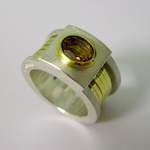 quartz 18ct yellow gold and sterling silver ring