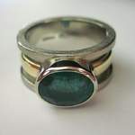 Emerald Palladium and Gold Ring