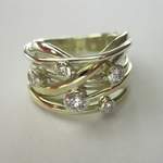 Squiggle Ring with 5 Diamonds