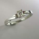 Platinum and Emerals Cut Diamond Engagement Ring