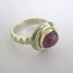pink sapphire cabochon and 9ct white gold