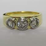 18ct Yellow Gold Platinum and Diamond 3 Stone Dress Ring